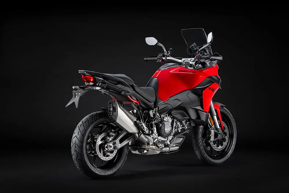 Red Multistrada V2 from the side