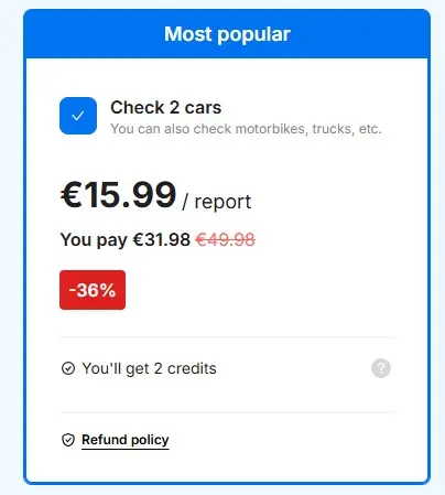 Price for 2 CarVertical reports