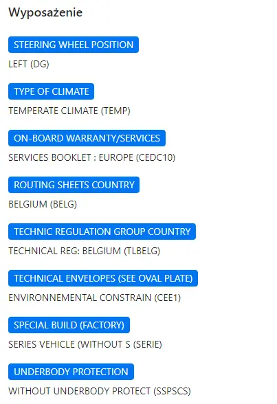 CarVertical report equipment